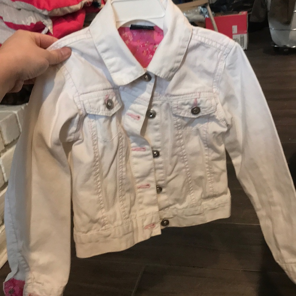 Girls white and pink denim jacket